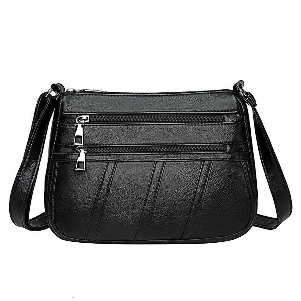 Fashion Women Shoulder Bag PU Leather Solid Messenger Multi-pocket Purse Handbag Y250719