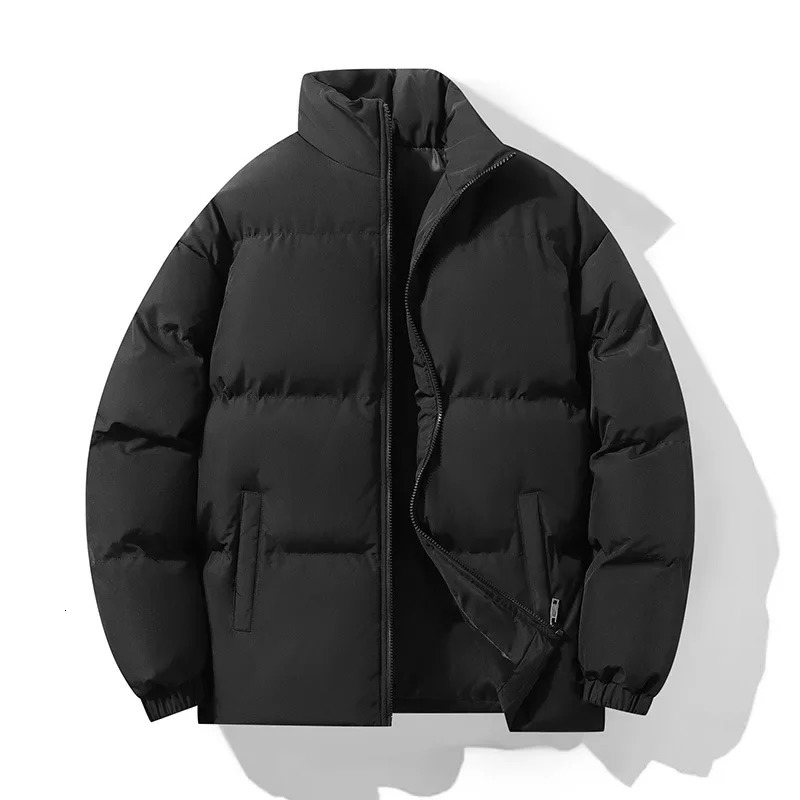 Thickened WinterCotton Coat Mens Padded Jacket Couple Trendy Stand Collar Puffer Jacket Solid Color Loose Fit Plus Size C 250716