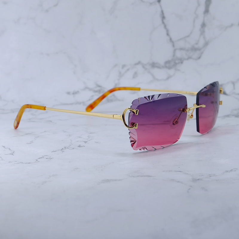 Y2k Designer Sunglasses Retro Carter Diamond Cut Luxury Eyewear Outdoor Cool Decoraiton Vintage Mens Shades Lentes De Sol Mujer 828 Gold