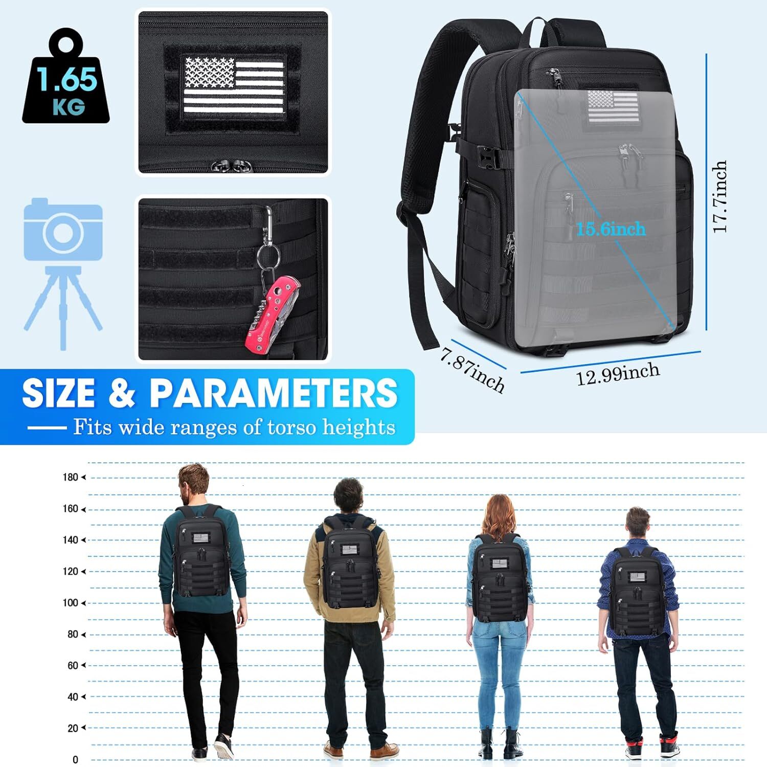 YMX Professional DSLR/SLR Mirrorless Waterproof 15.6 inch Tactical Camera Bags for Photographers with Rain Cover, Tripod Holder, Small Bag Photography