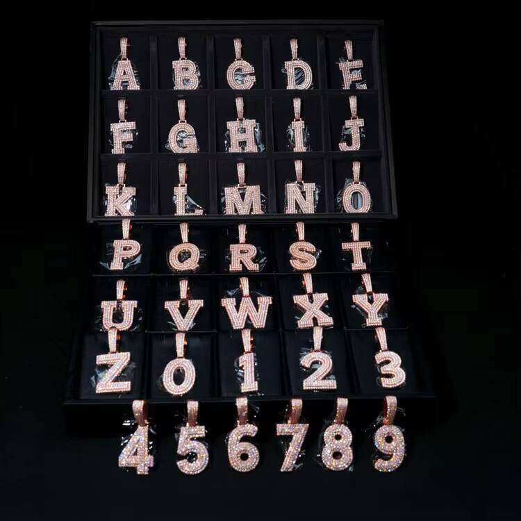 Personalized alphanumerical name pendant Sterling Sier Vvs Mosanite Guba chain hip-hop man necklace