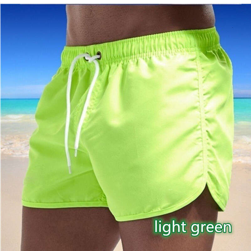 2024 Men's Solid Color Beach Three-Quarter Fashion Multi-Color Straight Loose Drawstring Sports Shorts