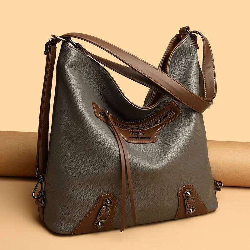 Luxury designer's new multi-pocket ladies' high-quality soft leather one-shoulder handbag