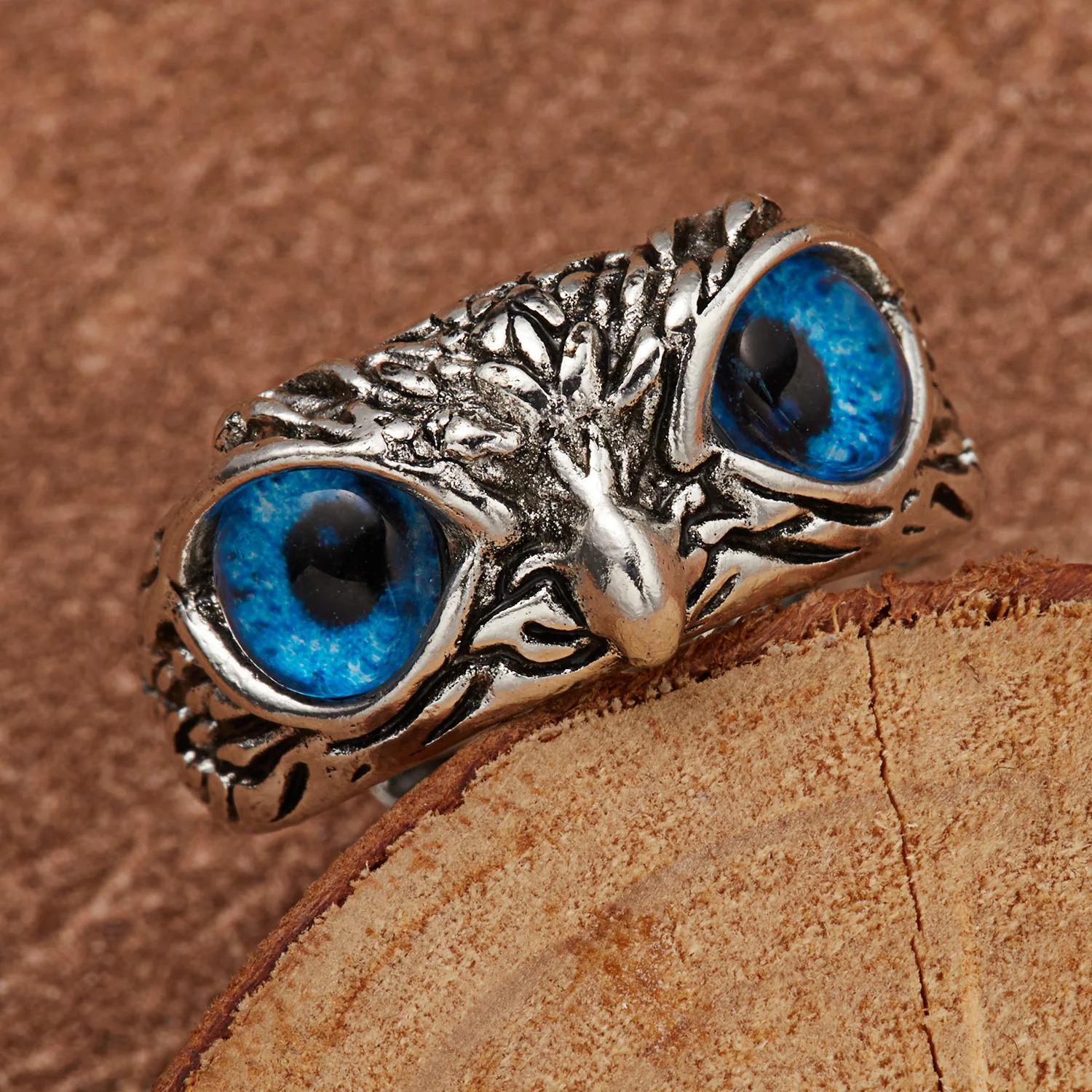 Fashion Vintage Cute Blue Eyes Owl Ring For Men Women Open Rings Silver Color Engagement Wedding Couple Jewelry Gifts 250716