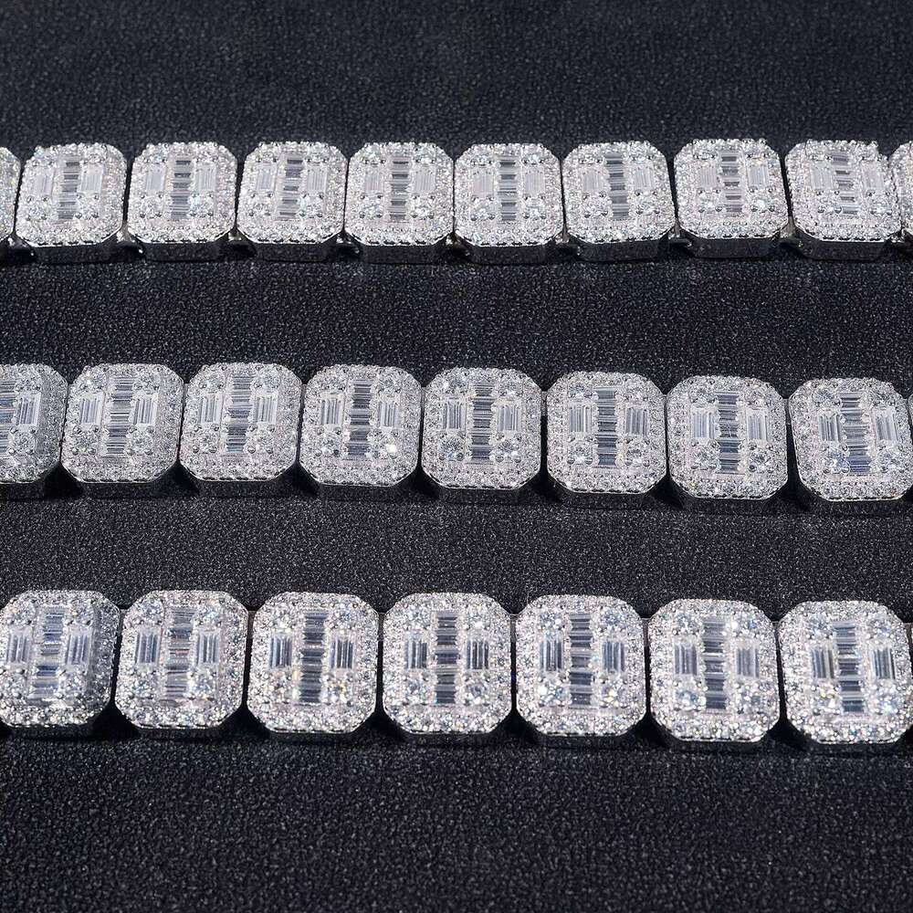 Hip Hop Designer styleMen Fine Necklace Sterling Sier 13mm Iced Out Moissanite Dia Cuban Link Chain with Gra Certificate