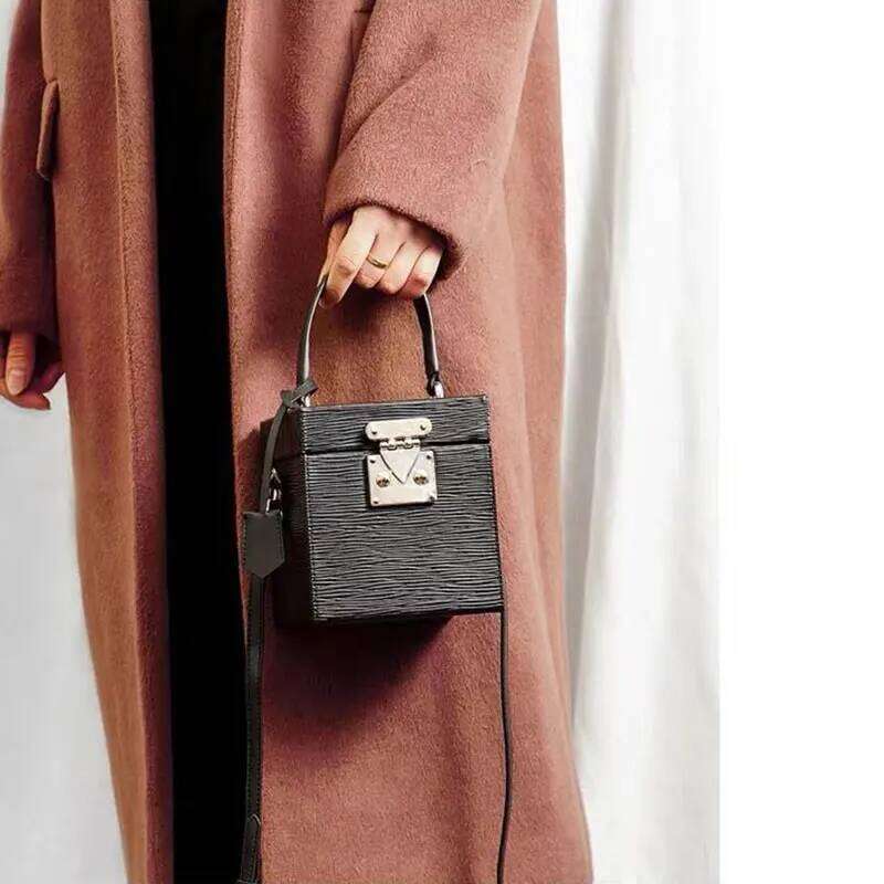 Vintage Colorful Hard Genuine Leather Shoulder Women Lock Case Fashion Small Box Ladies Crossbody Bag