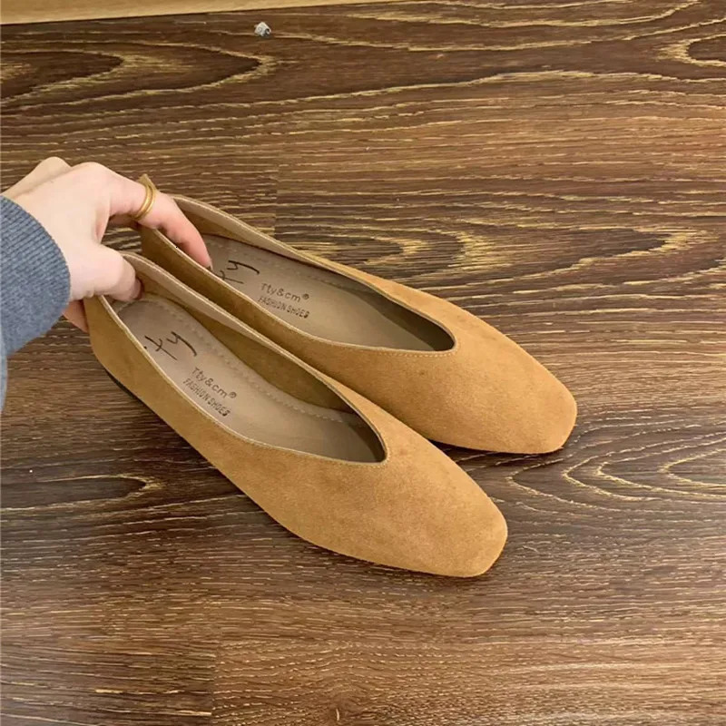 Bailamos Womens Square Toe Vintage Flats Soft Loafers Comfortable Leather Ballet Shoes for Female Dress Shoes Mujer 250715