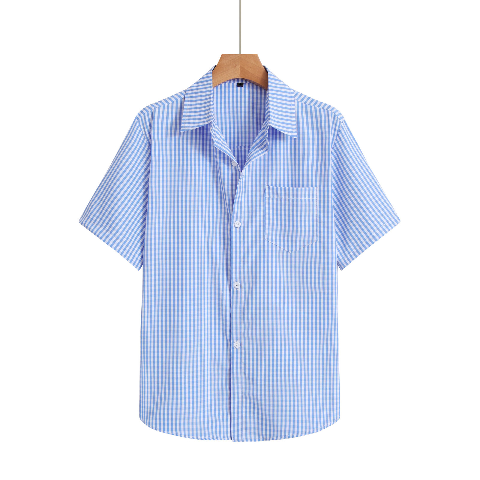 Blue Plaid Shirt Men Shirts Summer Fashion Chemise Homme Mens Checkered Button Up Short Sleeve Blouse 250717