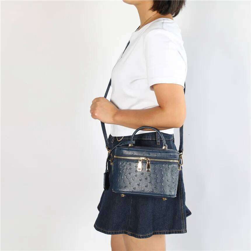 TOPHIGH Fashion Newly Tote Clutch Box For Women 2025 Ostrich Patern Leather Shoulder Bag Ins Hot Sales Snake Purse Handbag