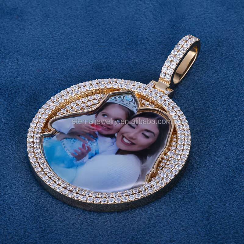 Eternal Factory Custom Iced Out 1.5 Inch Memory Pendants Hip Hop Custom Photo Iced Out D VVS Moissanite Diamond Pendant