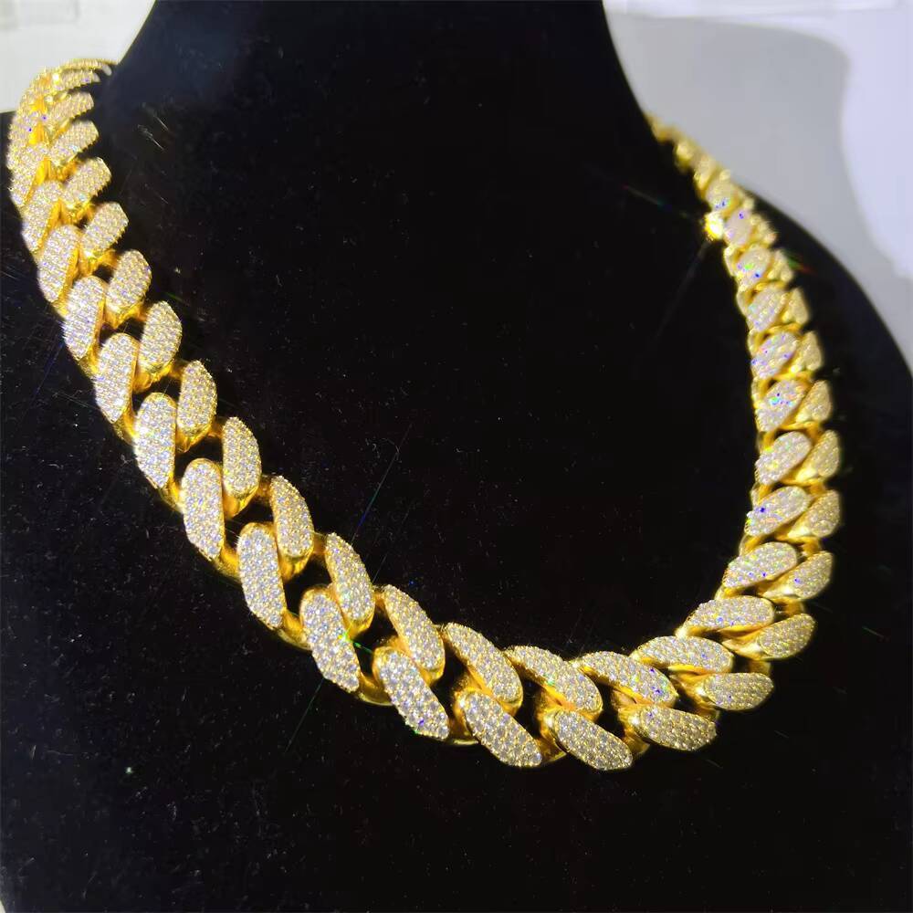18mm 3rows Iced Out Bling Diamond Hip Hop Miami Wholesale Cuban Link Chain Jewelry Moissanite Cuban Chain