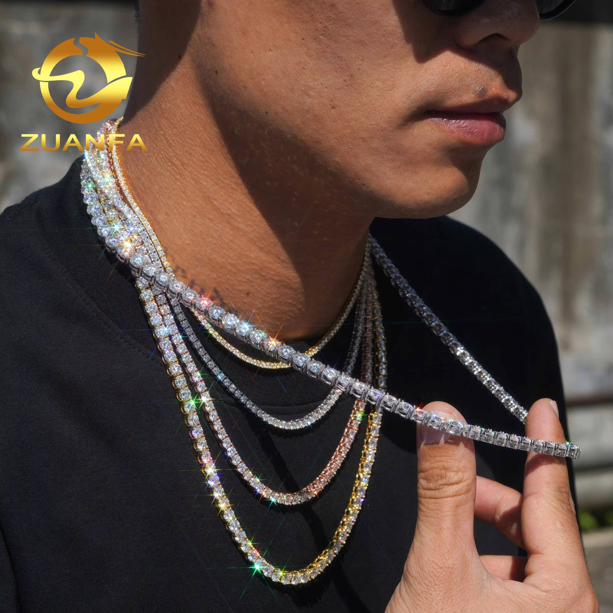 Factory Price Tennis Bracelet necklace Pass Diamond Tester Vvs Moissanite Hip Hop Jewelry Silver Lab Diamond Tennis Chain