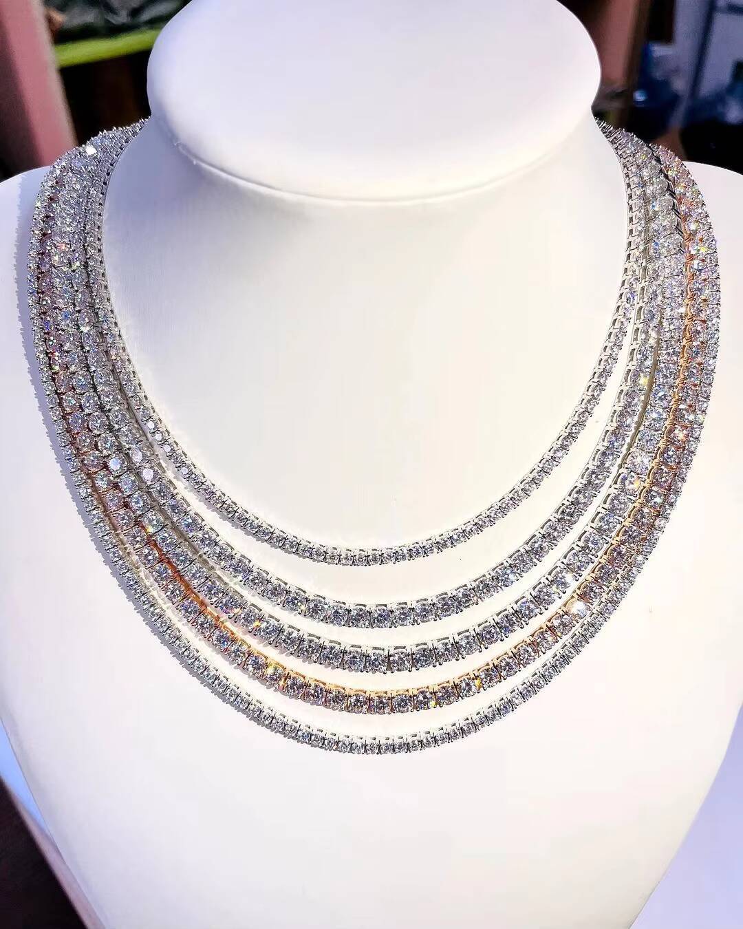 Top Quality Round Cut Moissanite Chain Gold Plated 925 Sterling Silver Chain 6mm Iced Out Hip Hop Chain