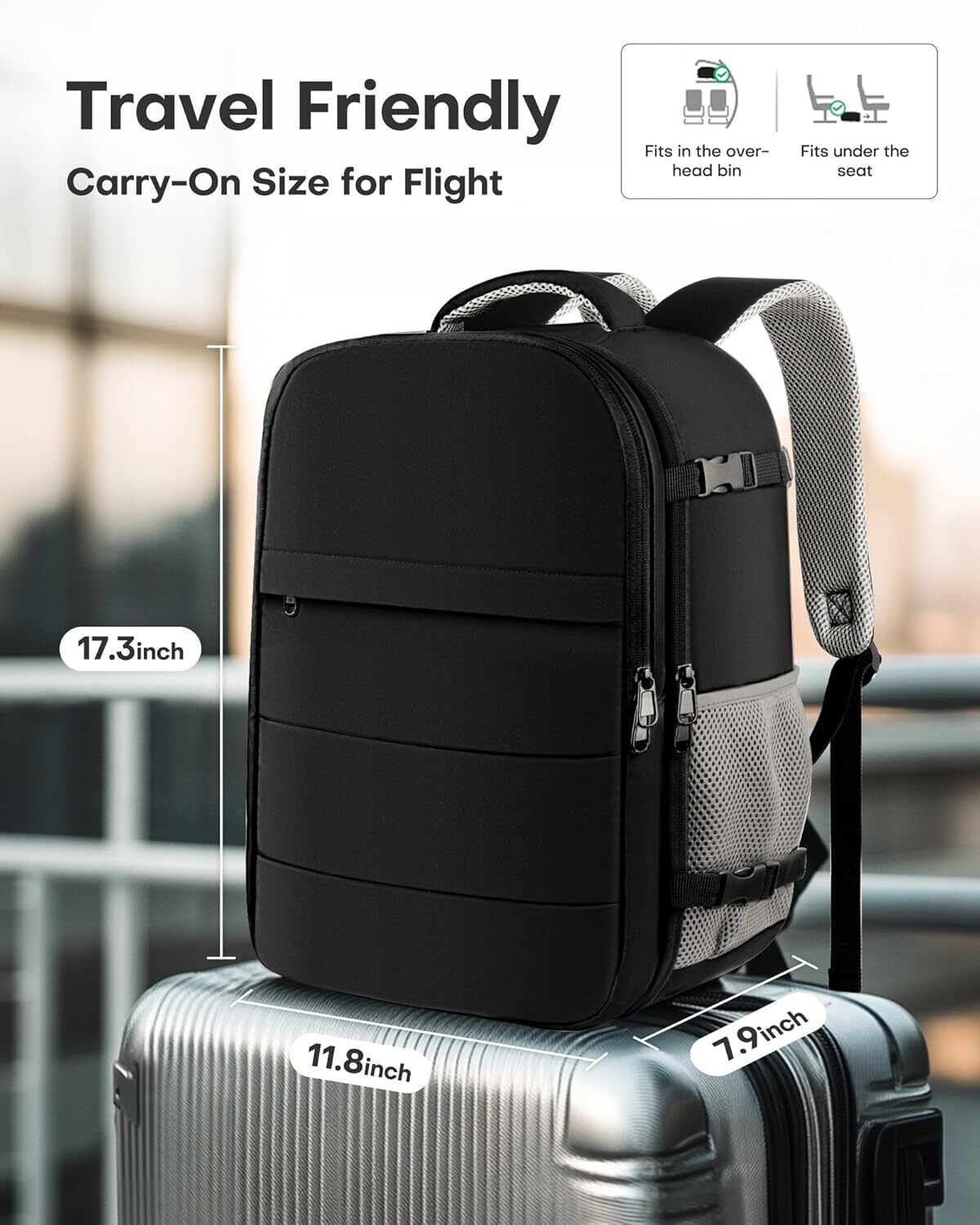 HOTOR Backpack - Flight Approved Bag Men Women, Carry on Lage 15.6" Laptop designer bag and Travel Essentials for Work, Business, Weekender, Coll