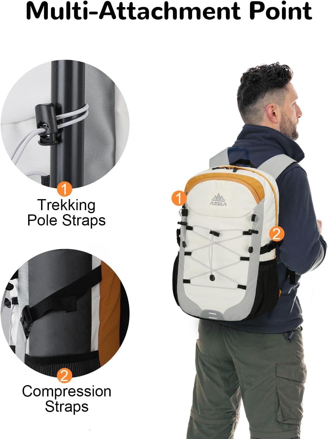 YMX 820 376 Outplea 20L Small Men Women, Hiking Daypack with Chest Strap, Reflective Rucking Backpack Day Pack for Travel Outdoor Sport, Grey