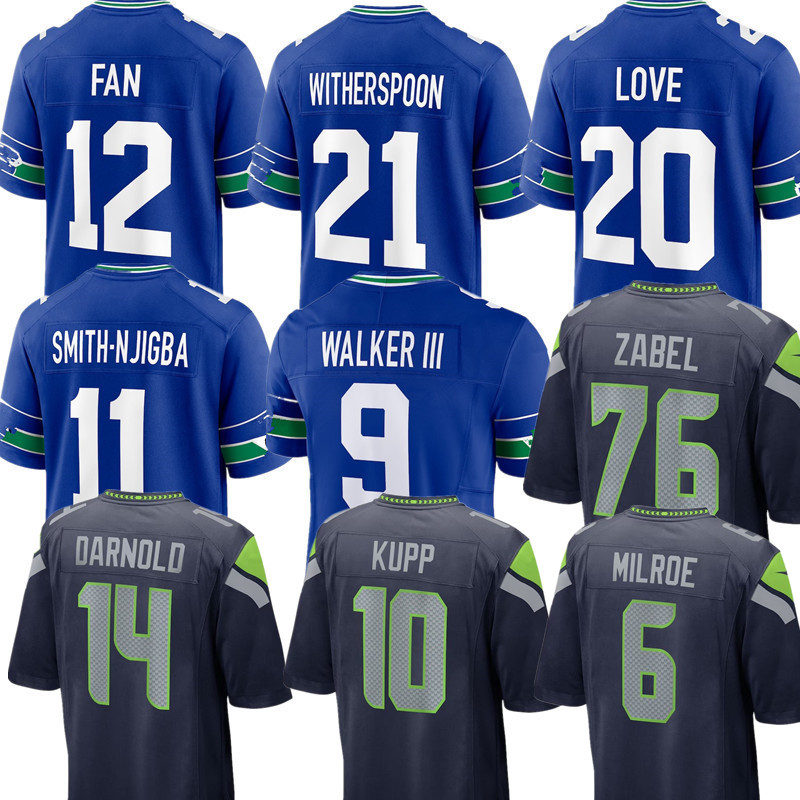 Sam Darnold Cooper Kupp Jalen Milroe Grey Zabel Jaxon Smith-Njigba Abraham Lucas Jarran Reed Byron Murphy II DeMarcus Lawrence Tyrice Knight custom Football Jersey