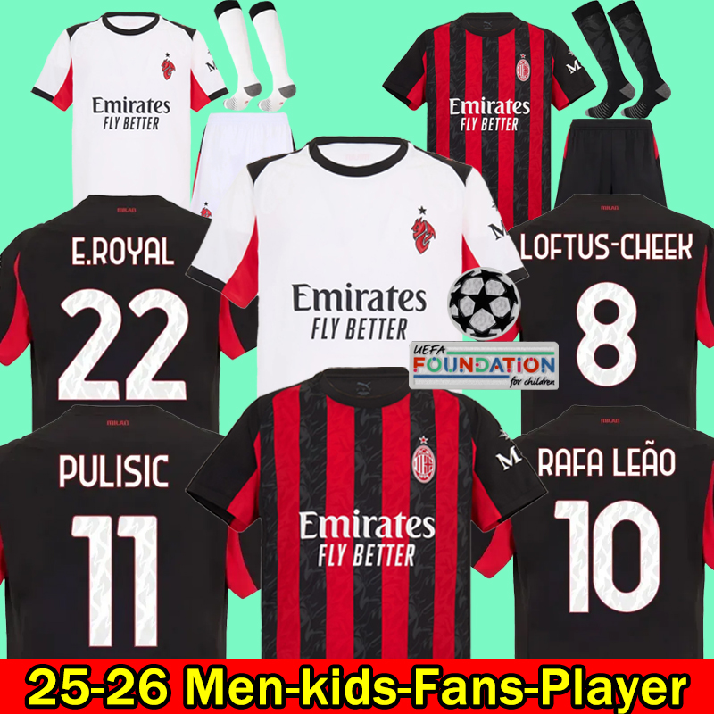 NEW 25 26 AC REIJNDERS KOCHE DE KETELAERE RAFA LEAO football shirt 4th kids uniforms 2025 2026 home soccer jerseys 125th milan THEO PULISIC BONDO GIMENEZ WALKER JOAO