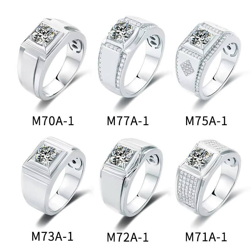 Moissanite 925 Sterling Silver Mens Series Ring