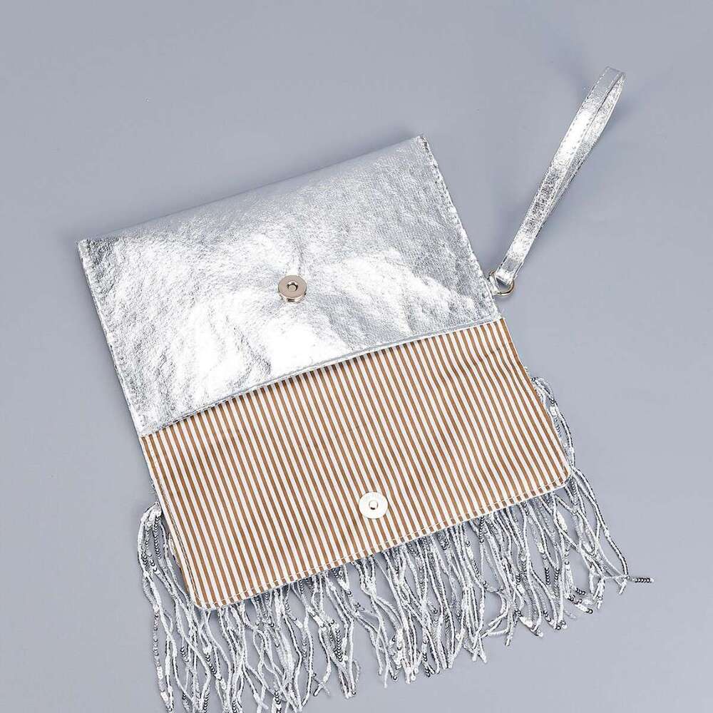 Women's dinner bag new designer sequin tassel handbag with high-end feel woven with grass