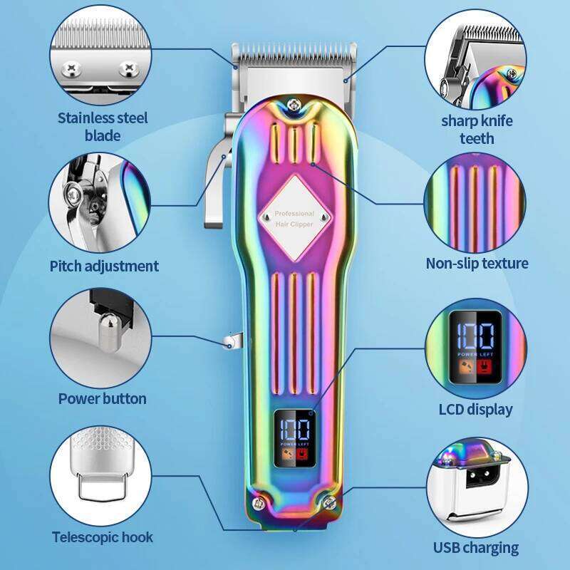 Men's professional cordless hair nose clipper, wireless LCD display grooming set, household rechargeable