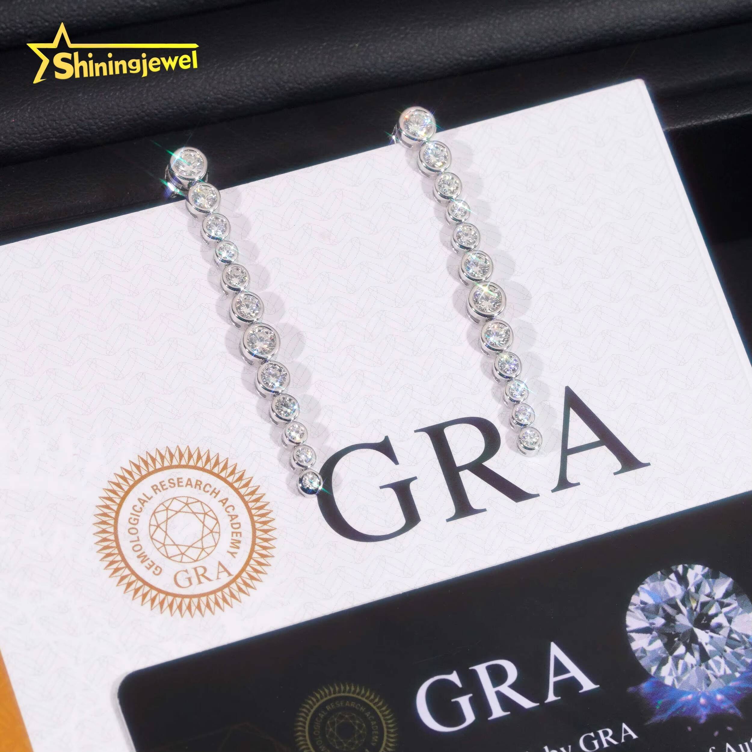 GRA Certificate Elegant Luxury 925 Silver Bezel Setting Women VVS Moissanite Drop Earrings