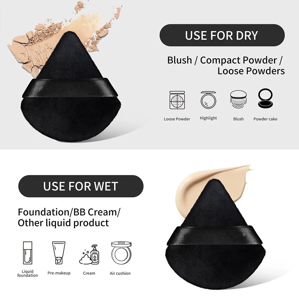 Wholesale 10 12 Pcs Triangle Powder Puff Wet Dry Use For Loose Liquid Cosmetic Soft Plush Makeup Foundation 250716