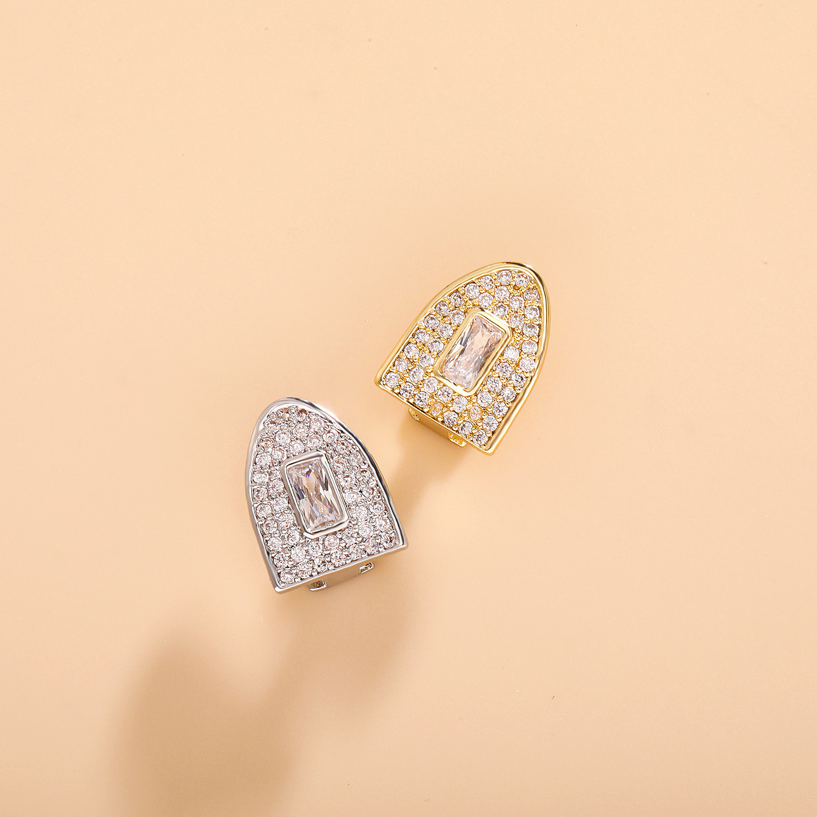 New Single Grillz Luxury Personality Dollar Cross Heart Full Iced Out Halloween Grillz Bling Bling