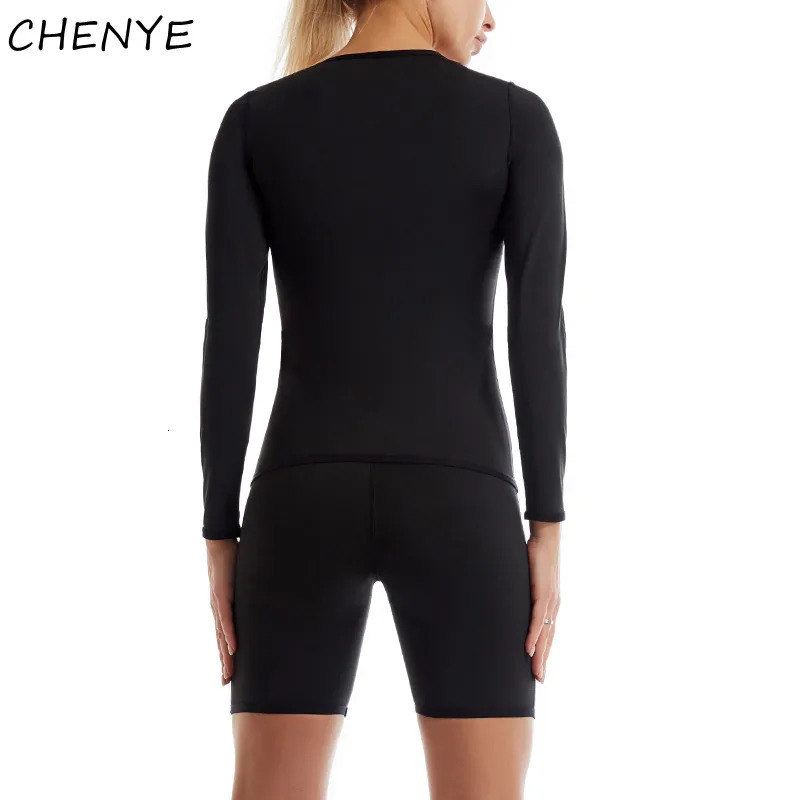 CHENYE Shirt Women Long Short Sleeve High Compression Sweating Workout Top Body Shaper Tummy Slimming Control Vest Athletic Tees 250716