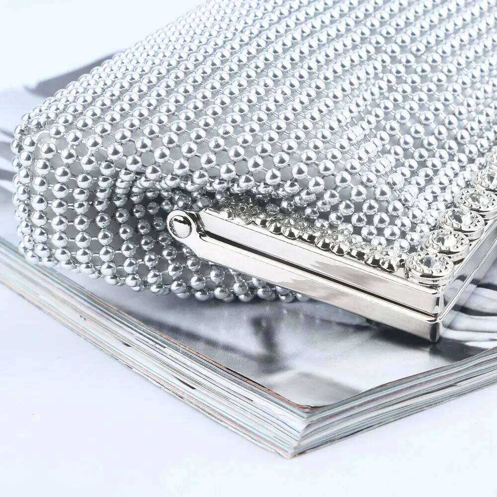 Evening Gold Clutch Glitter Bead DESIGN Elegant Woman Party Bags Vintage Fashion Bridal Purse Sier Handbags Night Bag