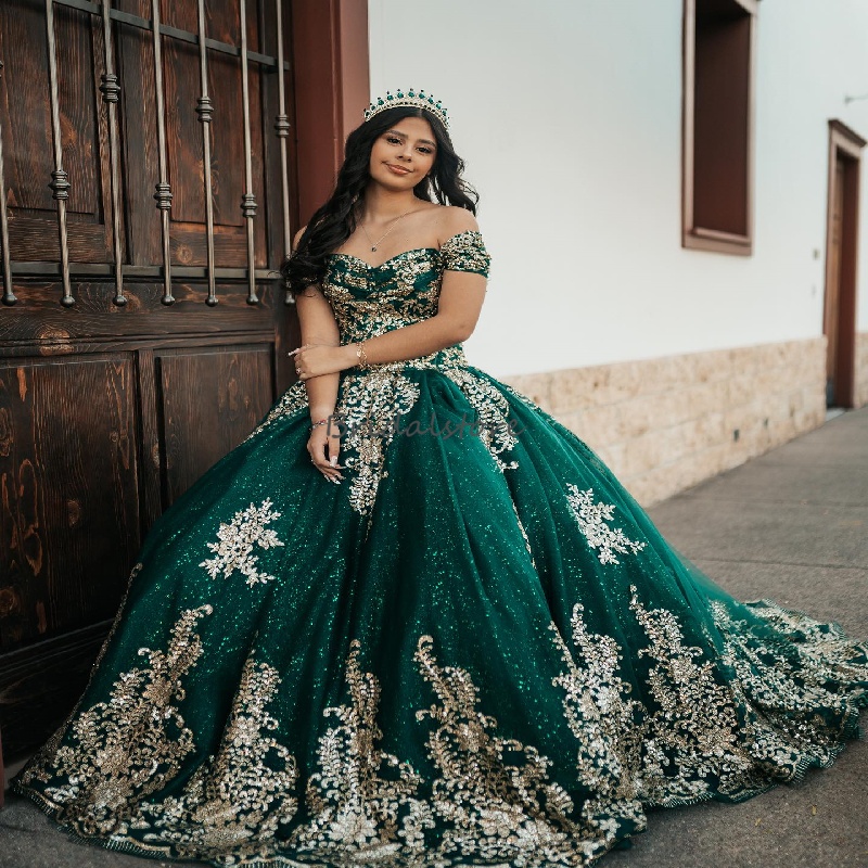 Luxury Green Vestidos De 15 Quinceanera Princess Plus Size Birthday Debutante Sweet 16 Dress Birthday Vestidos De Xv Anos 2025 Formal Occasion Party G