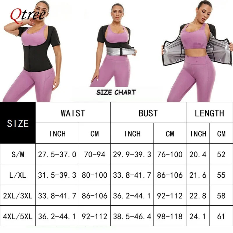 Qtree Sauna Sweat with Zipper Slimming Body Shaper Suits Women Waist Trainer Corsets Weight Loss Push Up Chest Arm Slimmer Vest 250716