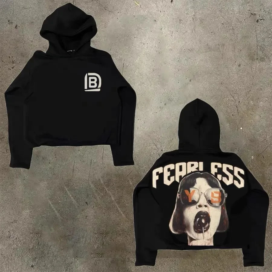 Hip Hop Gothic Hoodie American Y2K Harajuku Cartoon Print Loose Plus Size Sweater Men and Women Top 250714