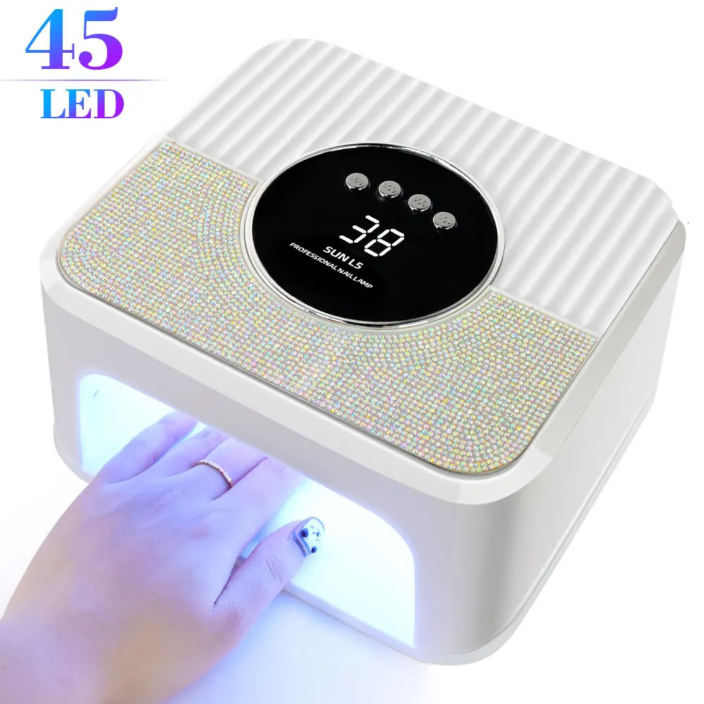 45LED UV Nail Lamp High Power Nail Dryer with LCD Smart Screen Gel Curing Drying Lamp Removable Base Pedicure Tool for Home 250716