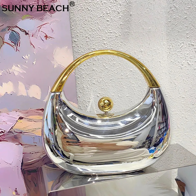 Fashion Acrylic Shiny Shoulder Bag Women Tote Crossbody Chain Round Bag Female Handbag 250717