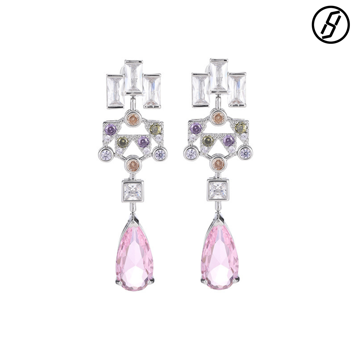 New Style Light Luxury High Quality Senior Process Design Zircon Drop Earrings for Women S925 Silver Needles Personality Diamond Long Earrings Quick D