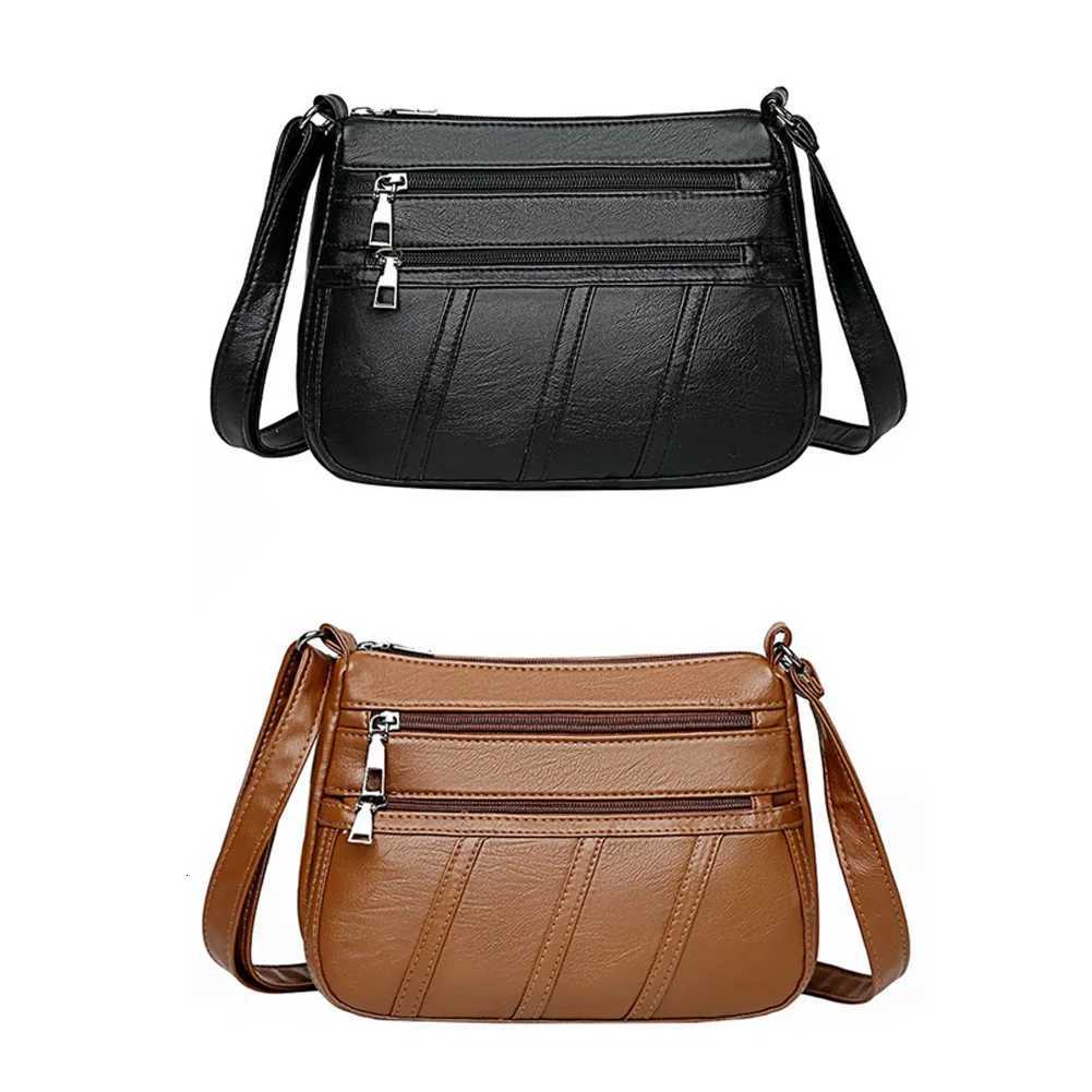 Fashion Women Shoulder Bag PU Leather Solid Messenger Multi-pocket Purse Handbag Y250719