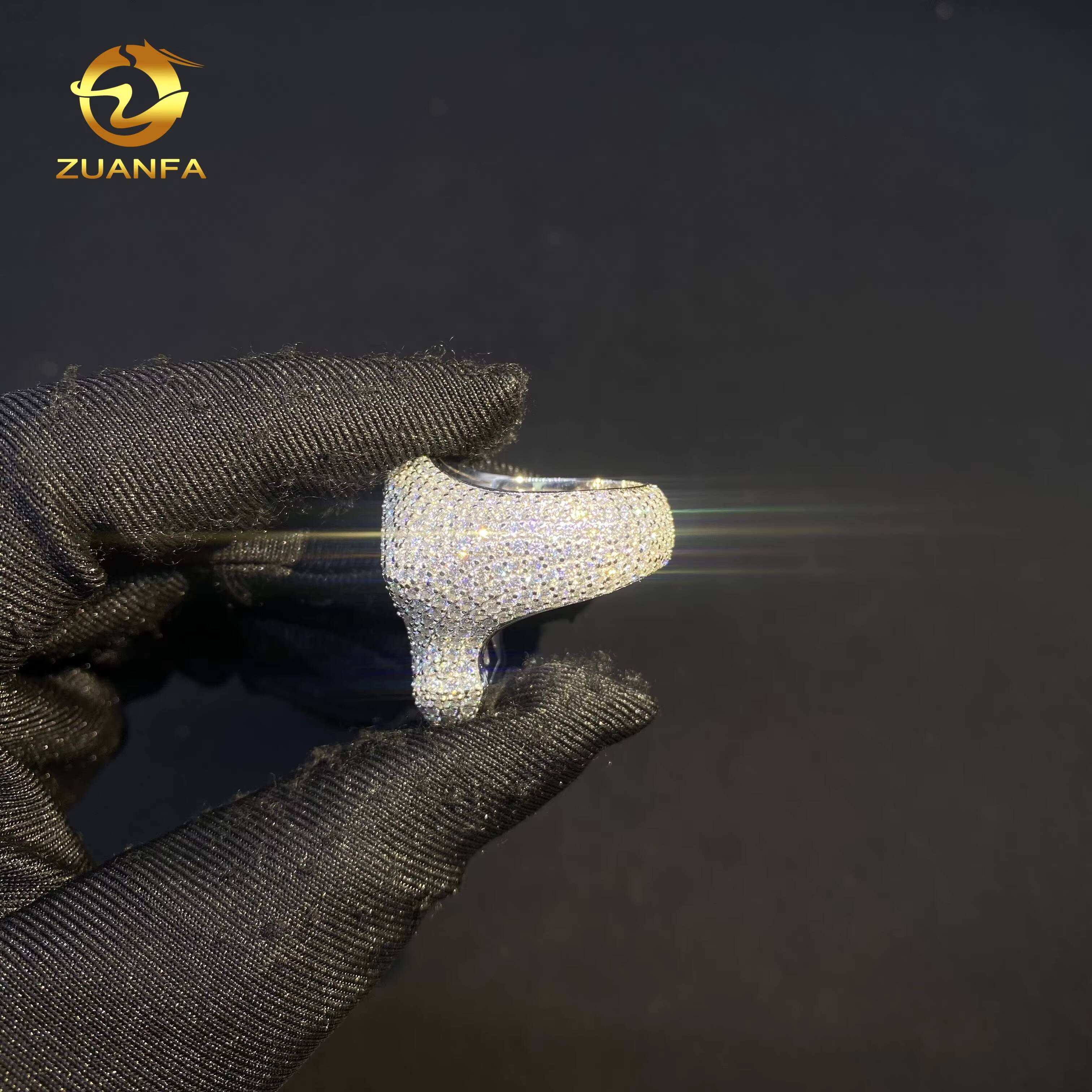 Hot Sale 2 Tone Hop Jewelry Fully Iced Out Baguette Diamond Men Ring VVS D Moissanite 925 Sliver Cross Rings GRA Certificate