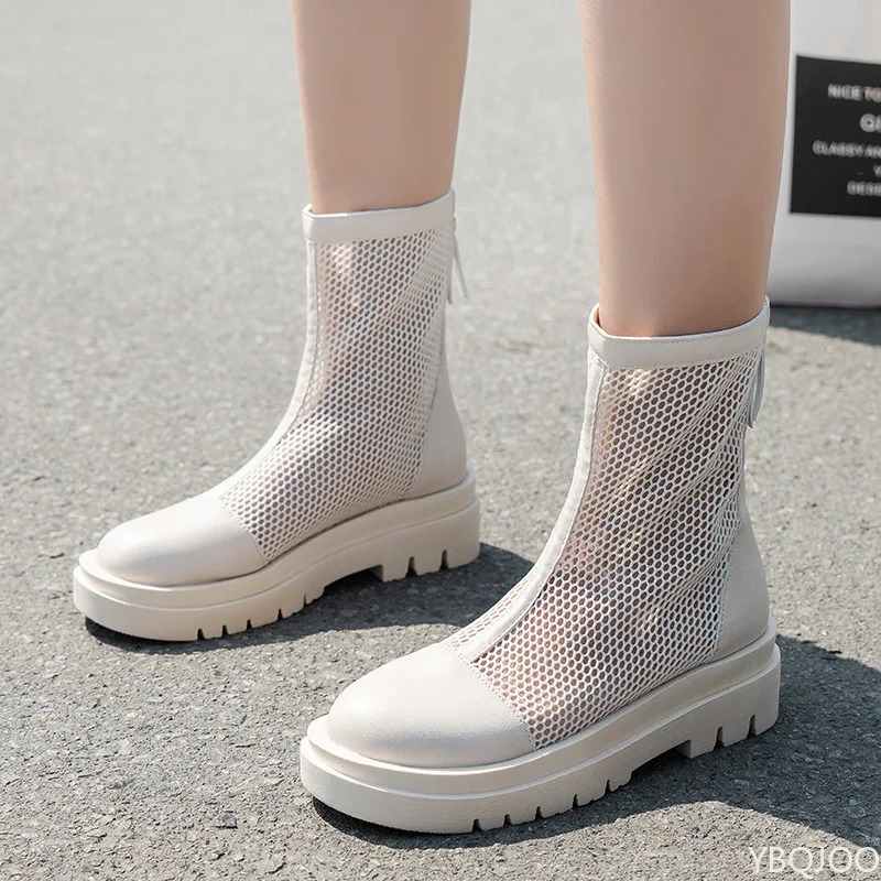 2025 Womens Large size Cool Boots Outdoor hollow comfortable shoes Female breathable mesh boots Casual fashion ladies Sandals 250714