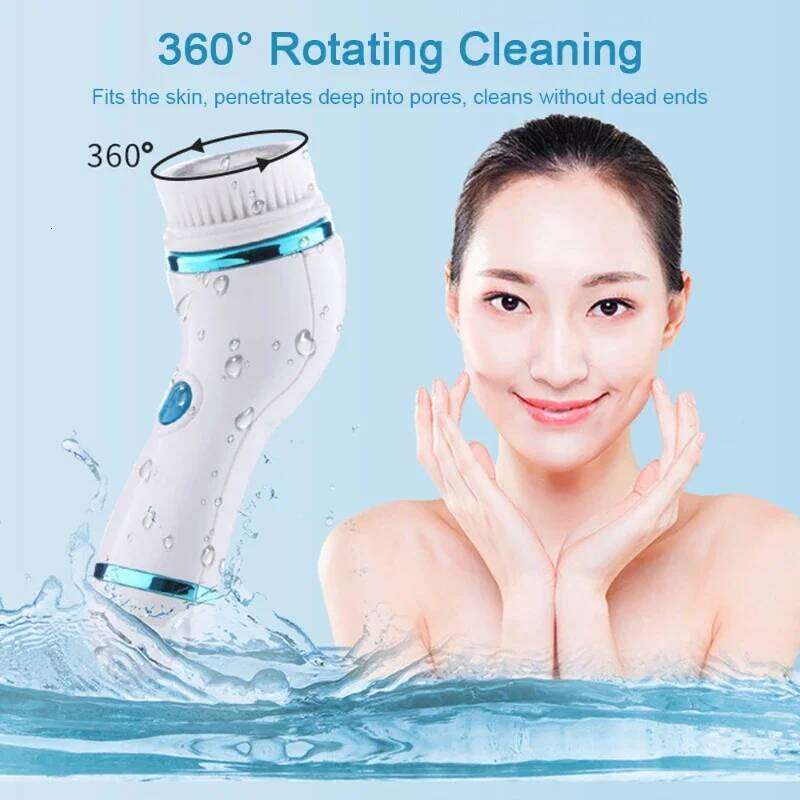 4 In 1 Electric Facial Brush Massage Wash Rotating Face Cleansing hine Waterproof Removal Pore Blackhead Exfoliator