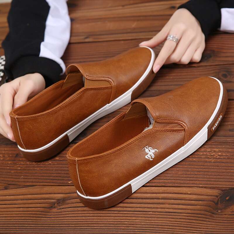 Slip-On Sneakers White Flat Men's Skate Casual Work Shoes