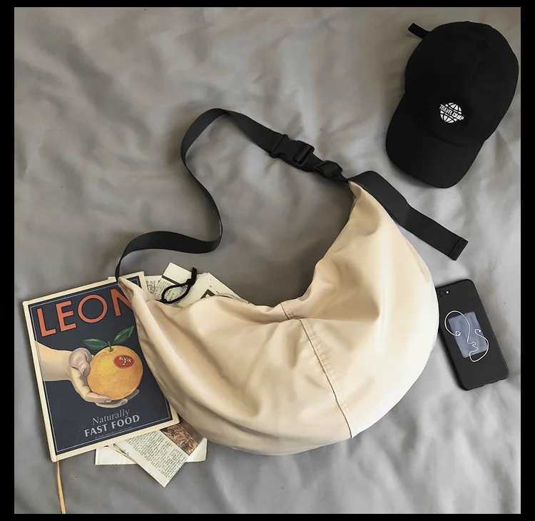 Workwear Bags for Women Hobos Messenger Bag Female Dumpling Bag Black College Student Large Capacity Shoulder Bag Men Cross Bag Y250719