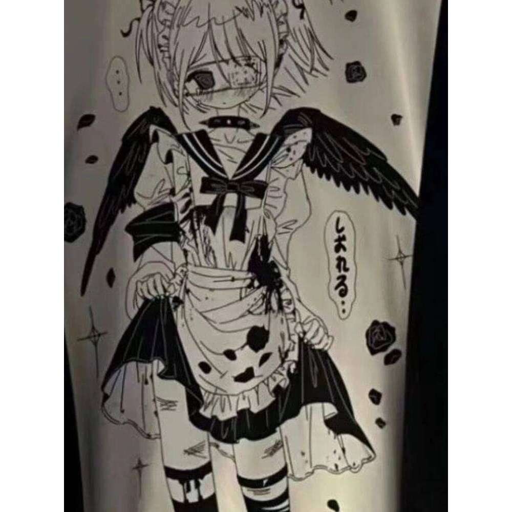 Patchwork Contrast Color Cartoon Print Hoodies Vintage Casual Women Y2k Aesthetic Tops Haruku Grunge Oversized Sweatshirts