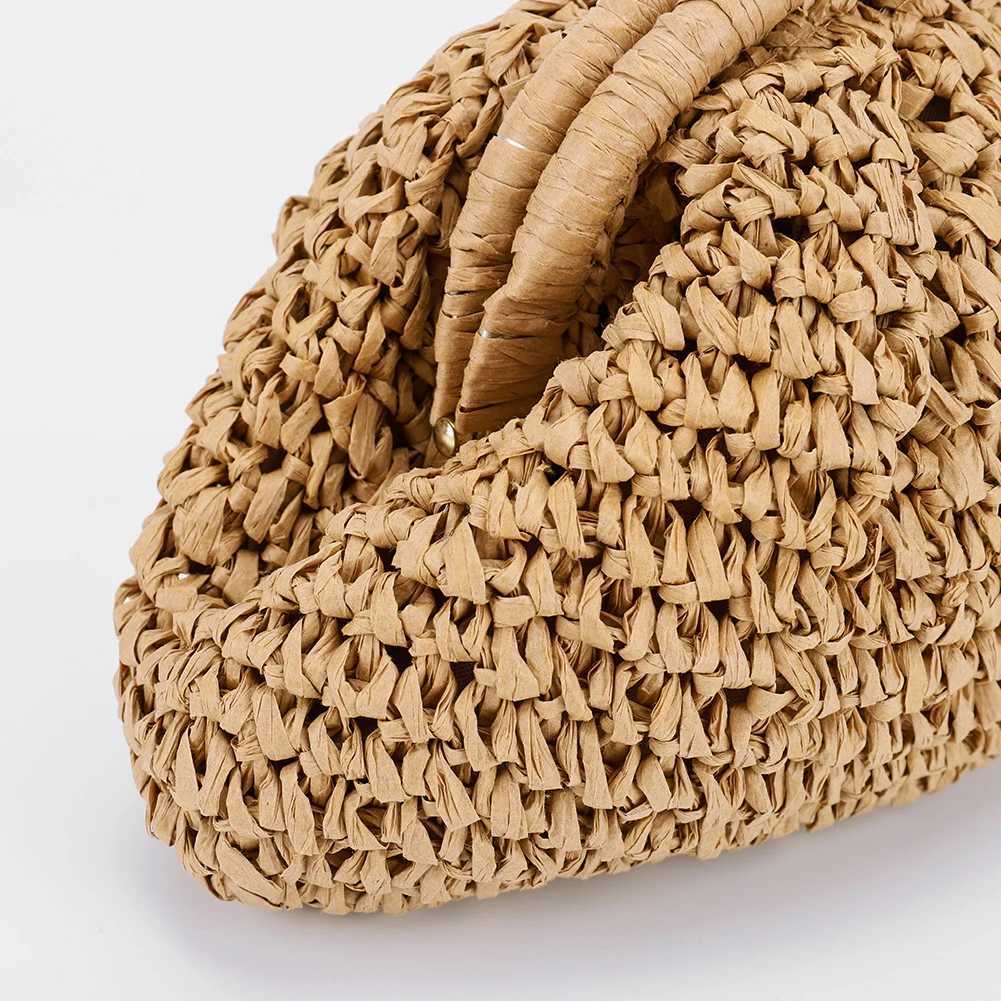 Women Straw Woven Bag Handmade Fashion Shoulder Bag Large Capacity Stylish Crossbody Bag Solid Color for Party Vacation Y2508071