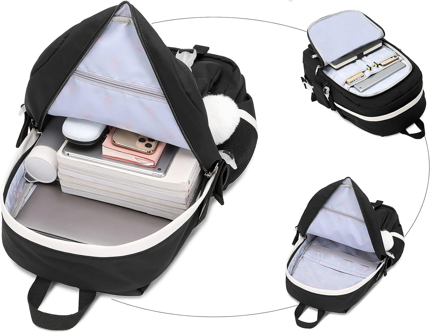 YMX 785 706 with Lunch Box Anime Bookbag School Bag Kawaii Backpack Set for Teen Girls