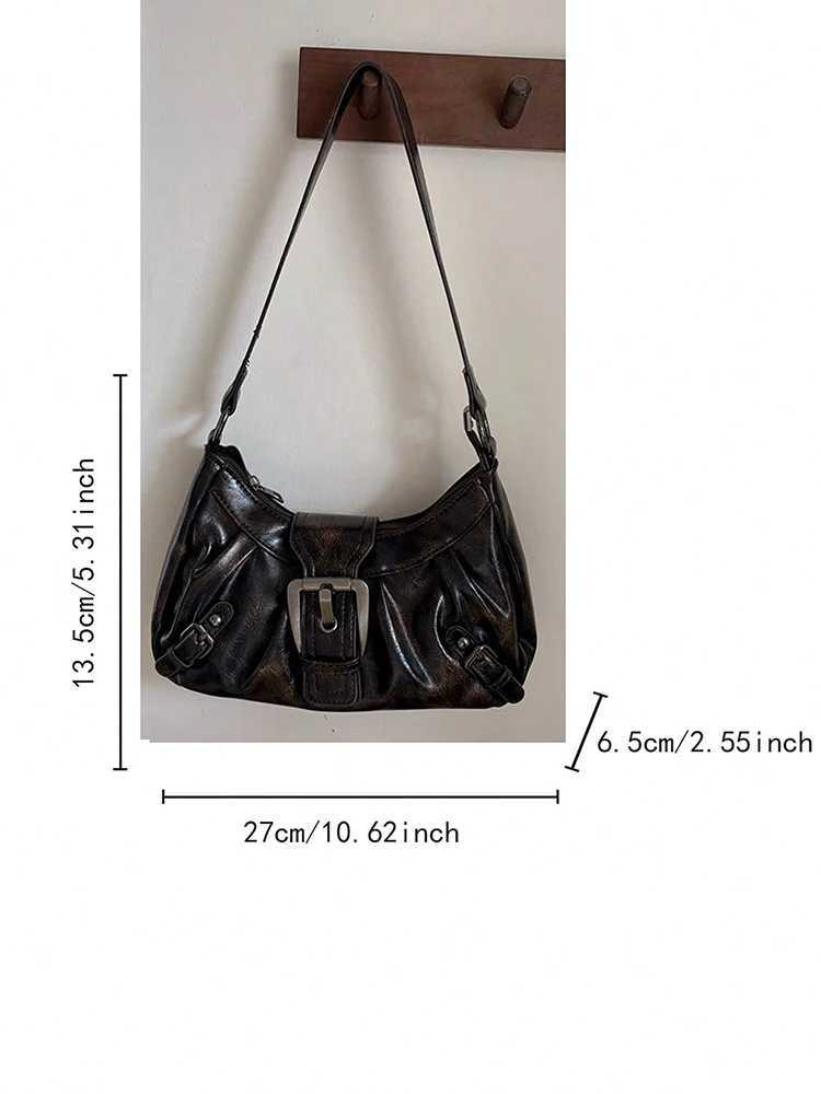2025 new vintage motorcycle bag fashionable womens daily commuting bag shoulder bag armpit bag womens bag Y250719