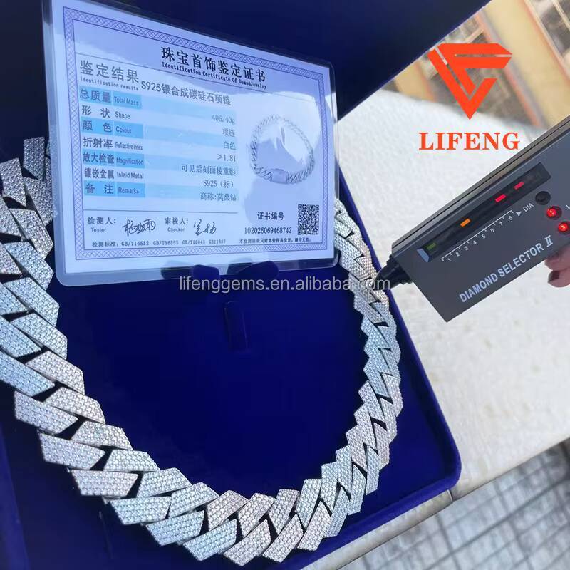 Custom 23mm 4-Row Two-Tone Hip Hop Cuban Link Chain Iced Out Falwless Moissanite Diamond Necklace Miami Style