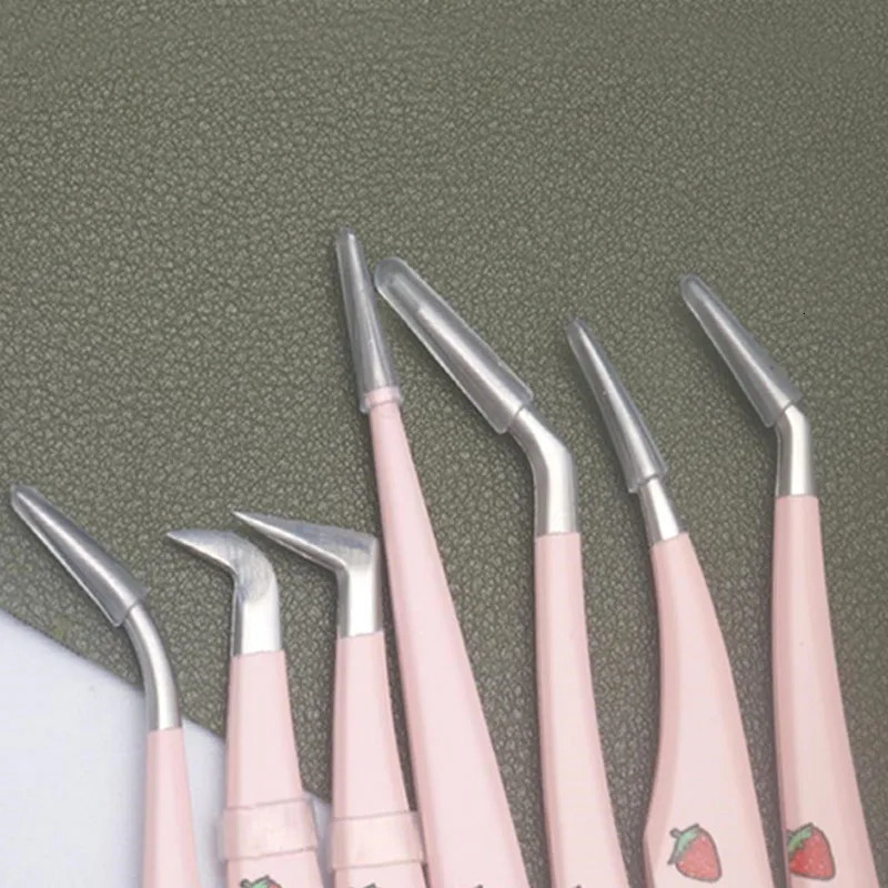 6 Types False Eyelash Tweezers Stainless Steel Antistatic Pincet Curved Strip 3D Lashes Tweezer Makeup Tools 250716