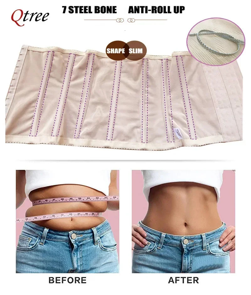 Qtree Dress Slimming Waist Trainer Belt Shapewear Women Belly Cincher Body Shaper Fat Compression Strap Girdles Firm Hook Corset 250712