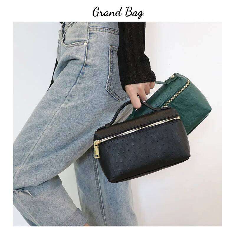 New Fashion Designer Handbag Soft Ostrich Leather Mini Shoulder Bag for Women Portable Small Clutch Lady Hand Bag Purse