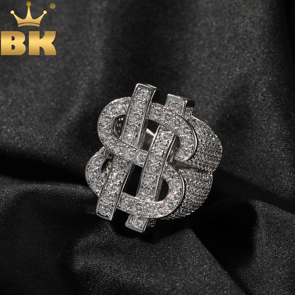 TBTK Dollar Sign Ring Iced Out Cubic Zirconia HipHop Trendy Ring Punk Jewelry For Men Women Gift 250717